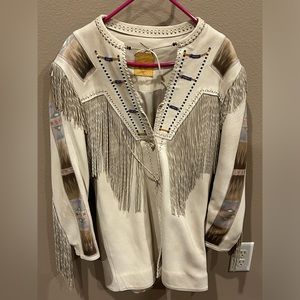 Custom leather deer hide gorgeous jacket. Beautiful detail. Great condition!